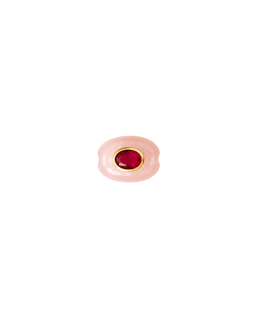 Charm para cadena rígida con cuarzo rosa natural y baño de oro 18K