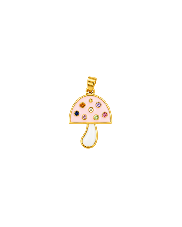 Charm Hongo Rosa en esmalte con baño de oro 18K