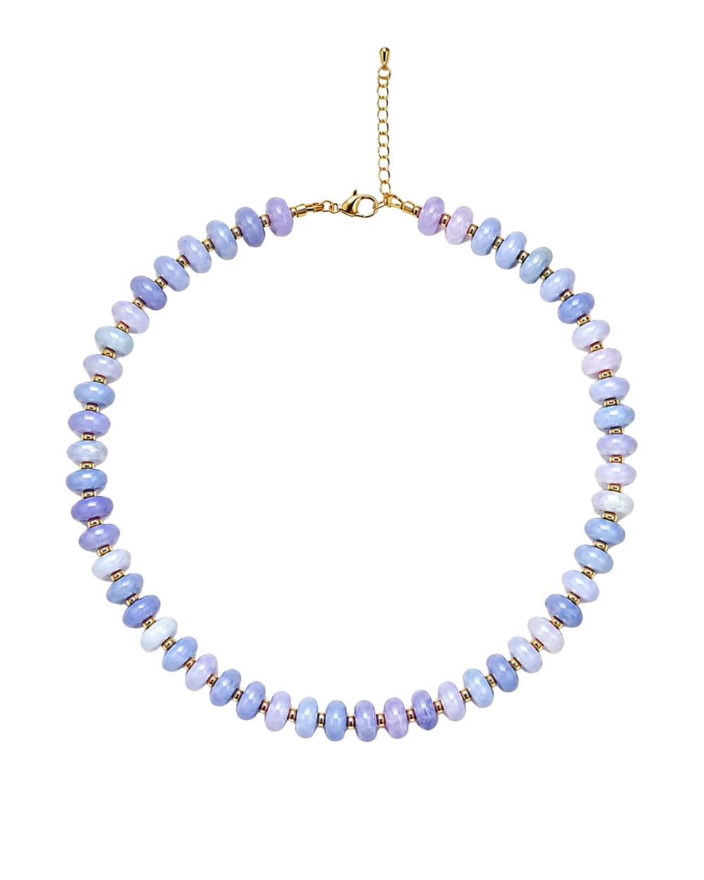 Candy Unicolor Necklace con jade lavanda azul natural y baño de oro 18K