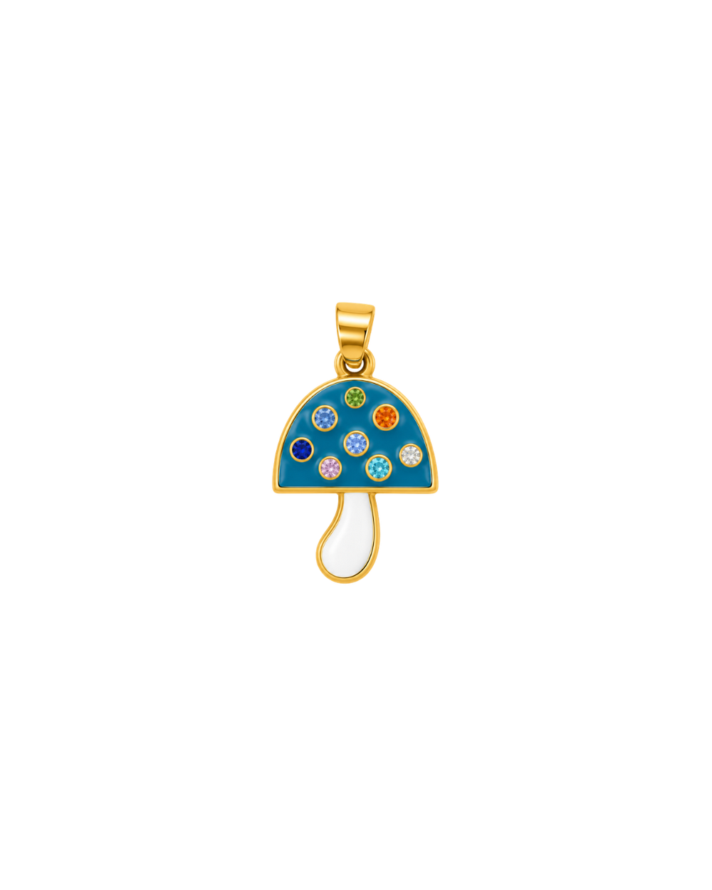 Charm Hongo Azul en esmalte con baño de oro 18K
