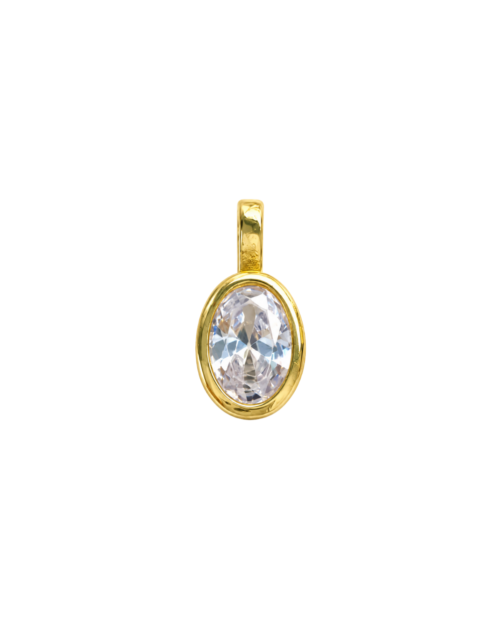 Charm ovalado con circón y baño de oro 18K
