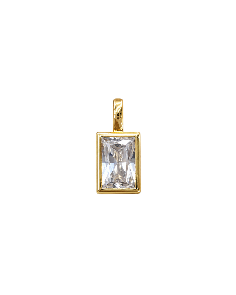Charm rectangular con circón y baño de oro 18K