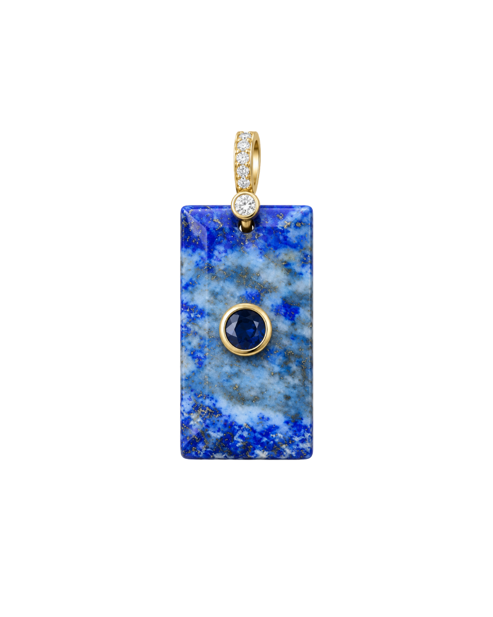 Charm de placa de lapislázuli natural con gema azul y zirconias