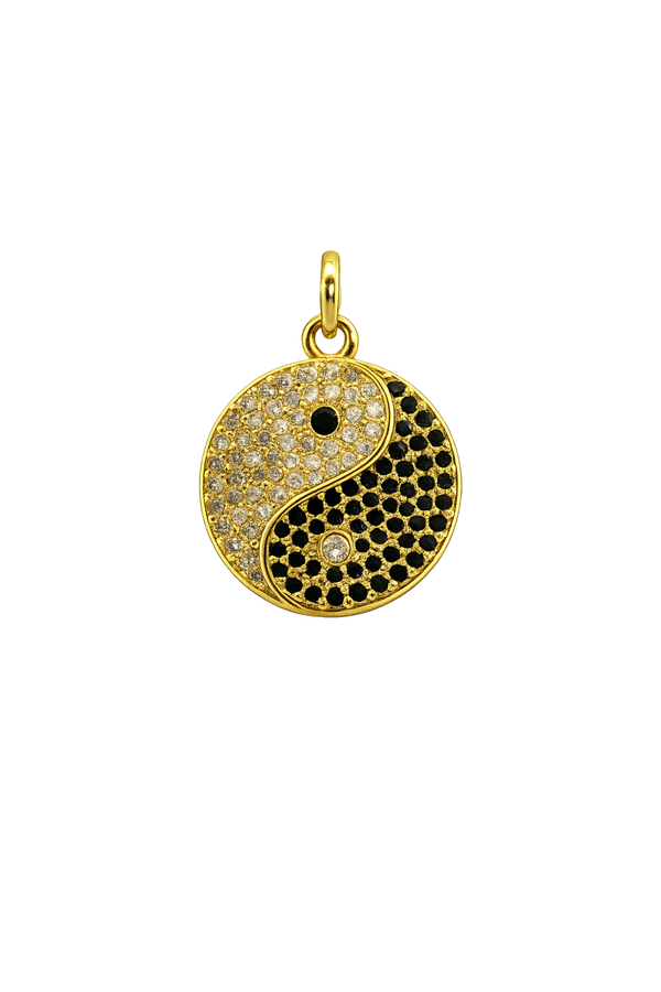 Charm ying yang con zirconias y baño de oro 18K