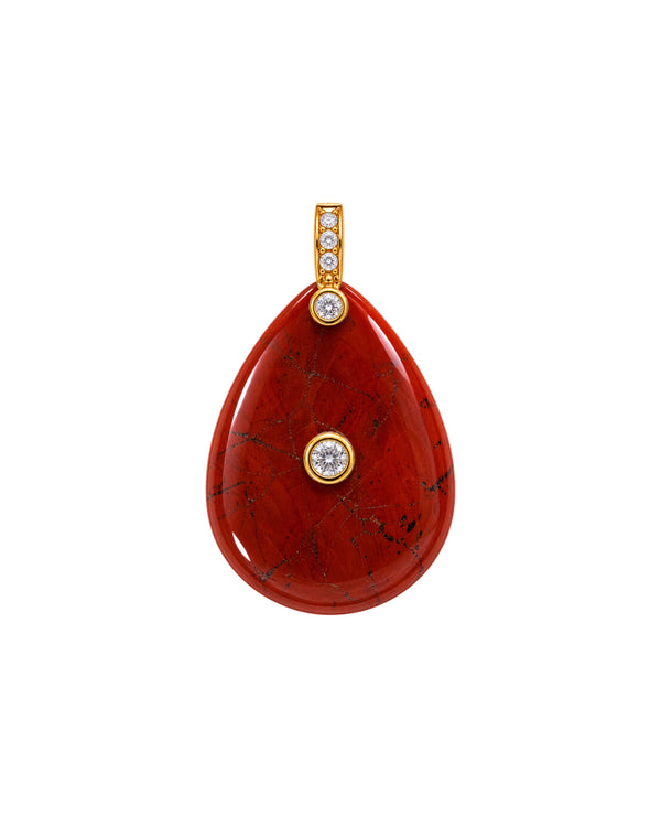 Charm gota con cornalina natural y baño de oro 18K