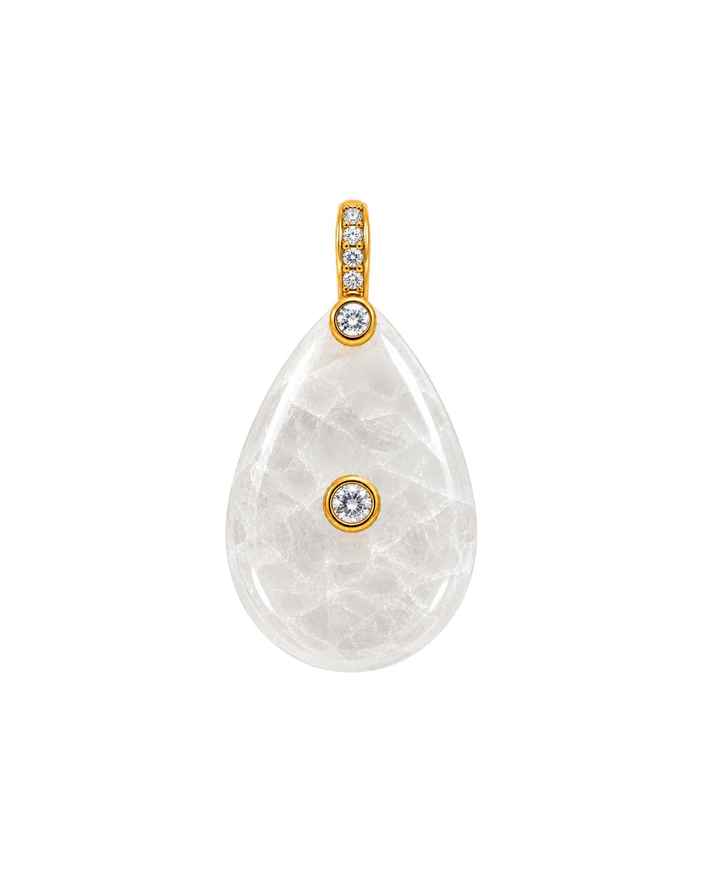 Charm gota con piedra luna blanca natural y baño de oro 18K