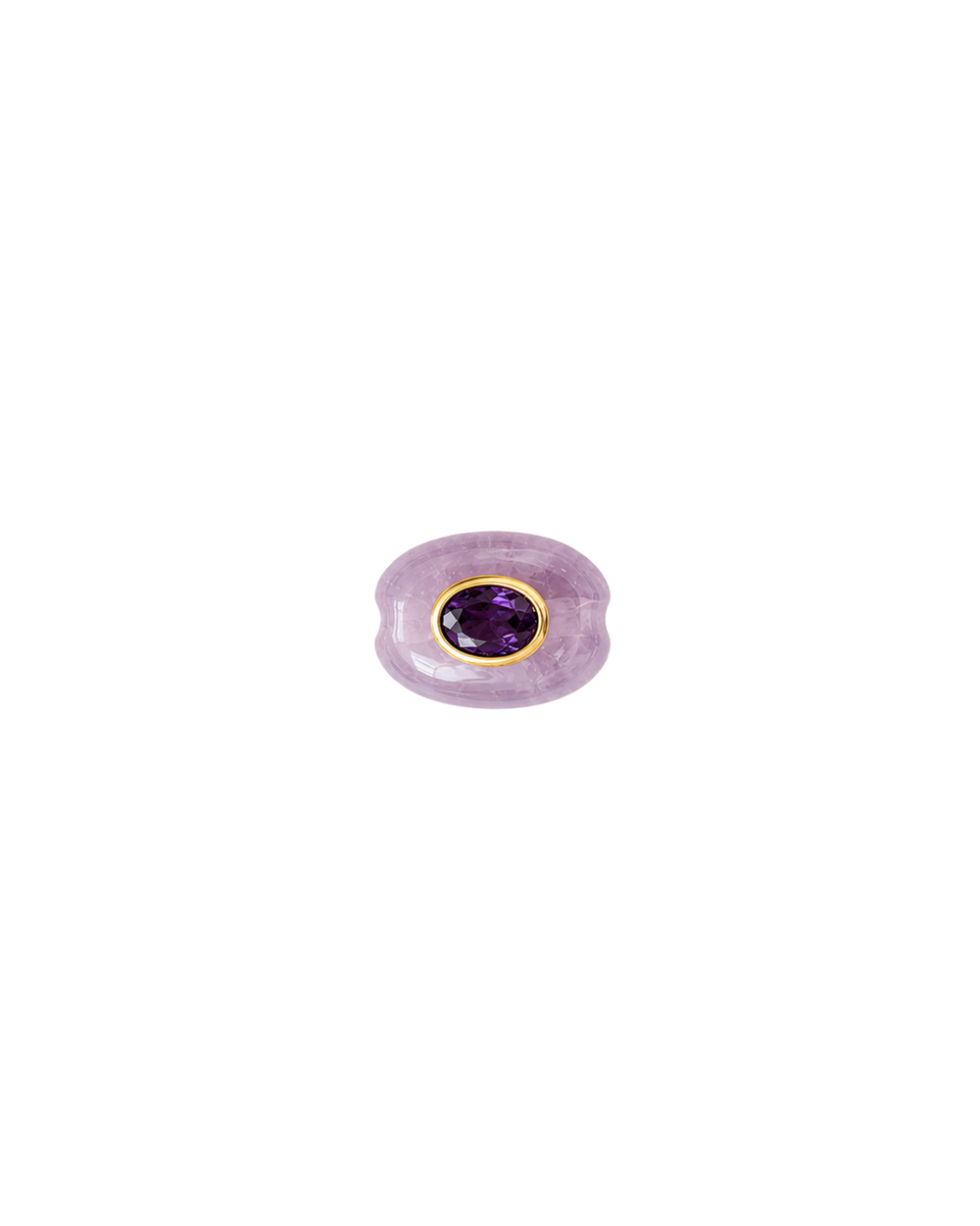 Charm para cadena rígida con cuarzo morado natural y baño de oro 18K