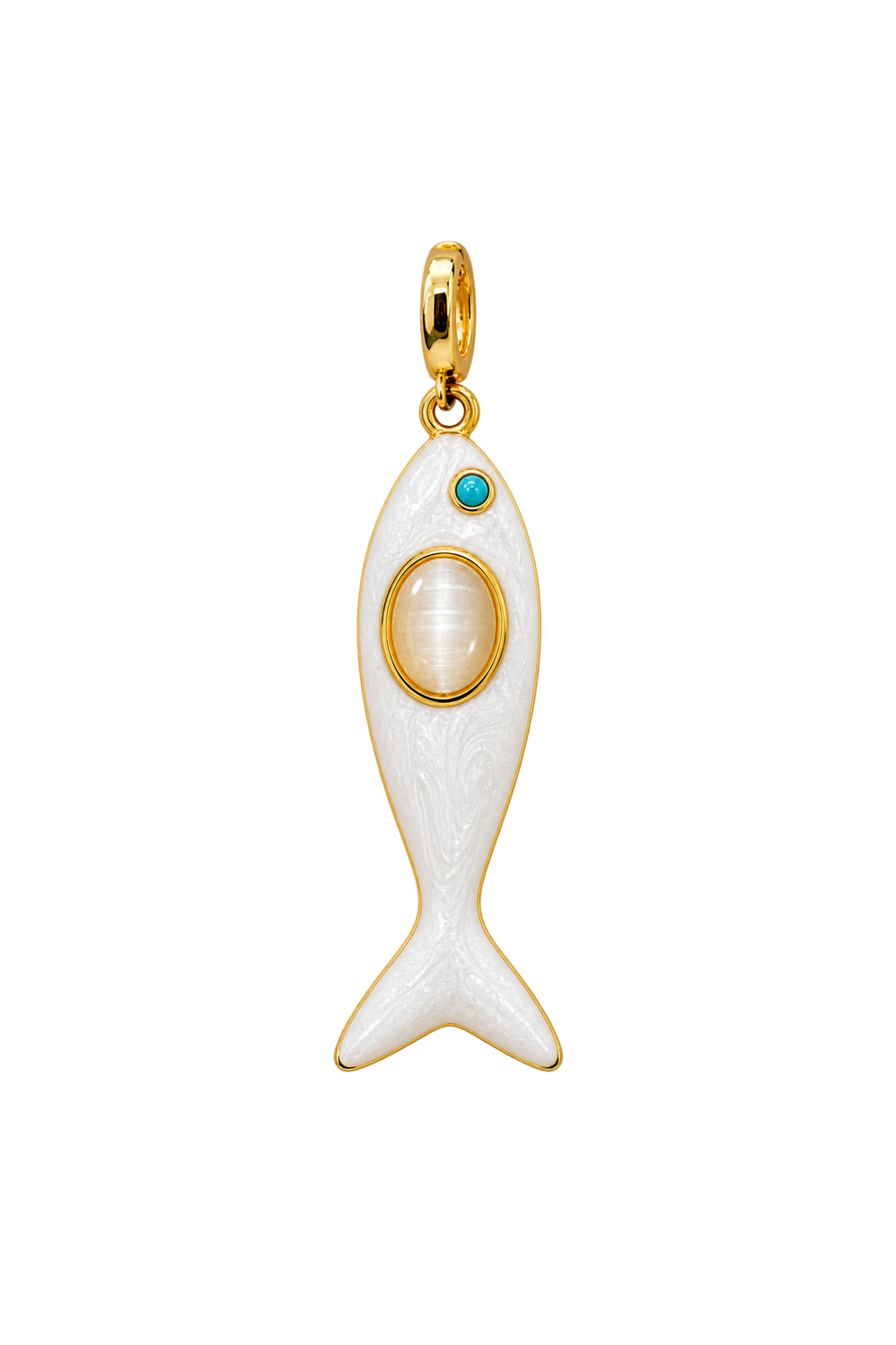 Charm pez Riviera blanco esmaltado con baño de oro 18K