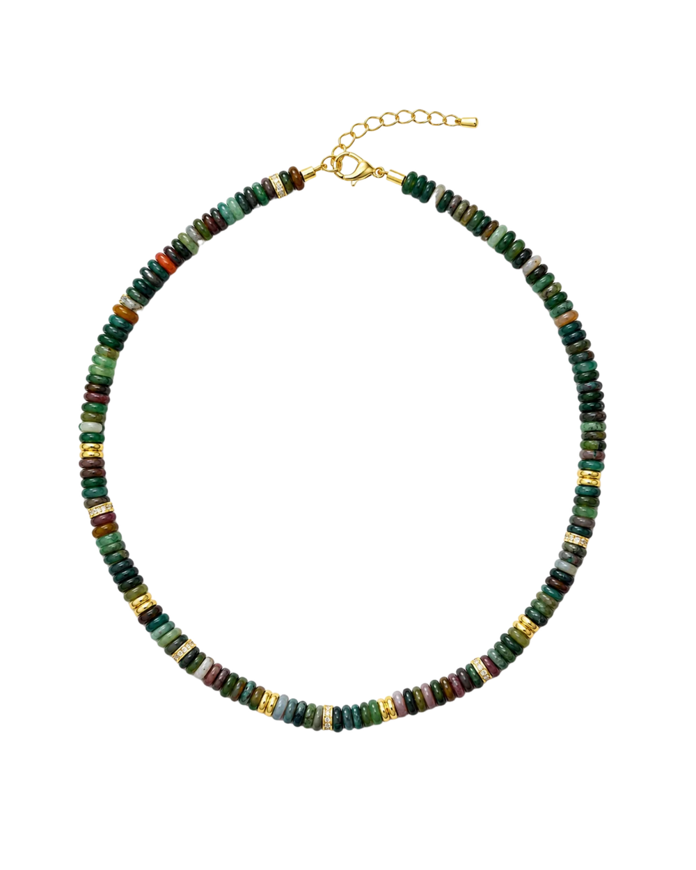 Collar Puca Luxe con ágata verde natural y baño de oro 18K