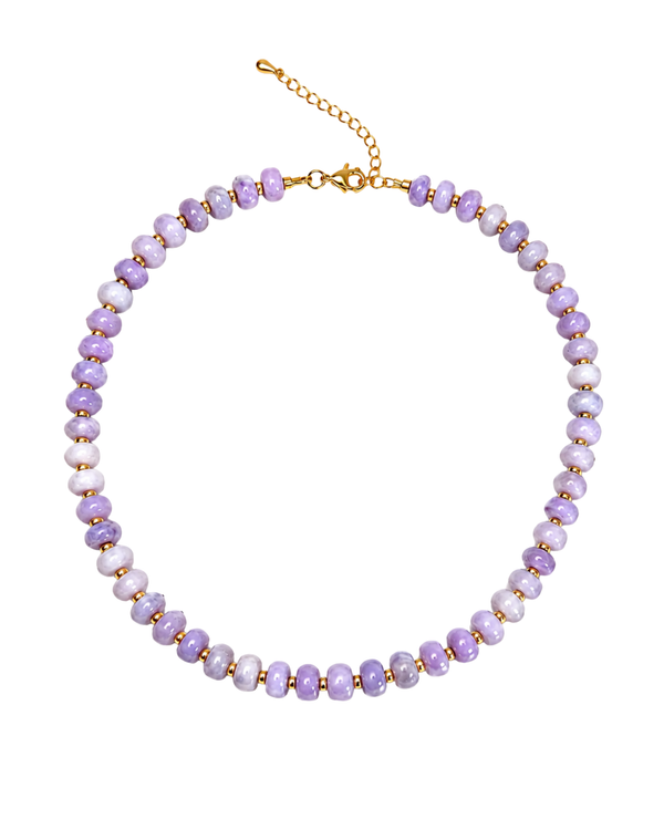 Candy Unicolor Necklace con cuarzo morado natural y baño de oro 18K