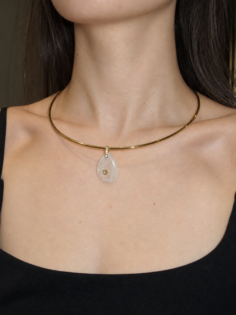 Natural Stone Teardrop Charm Piedra Luna Blanca