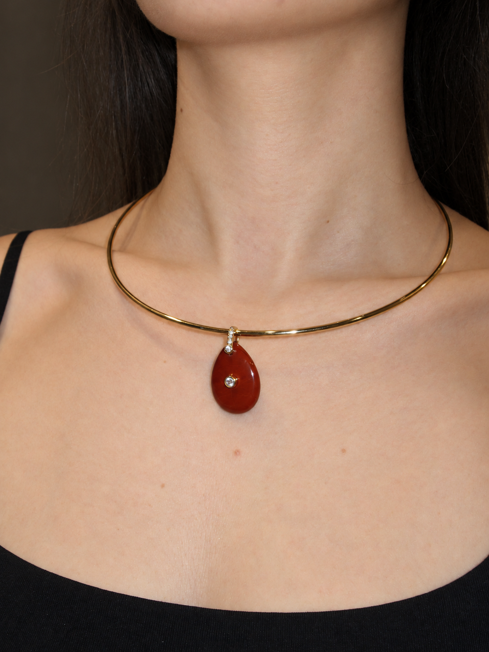 Natural Stone Teardrop Charm Cornalina