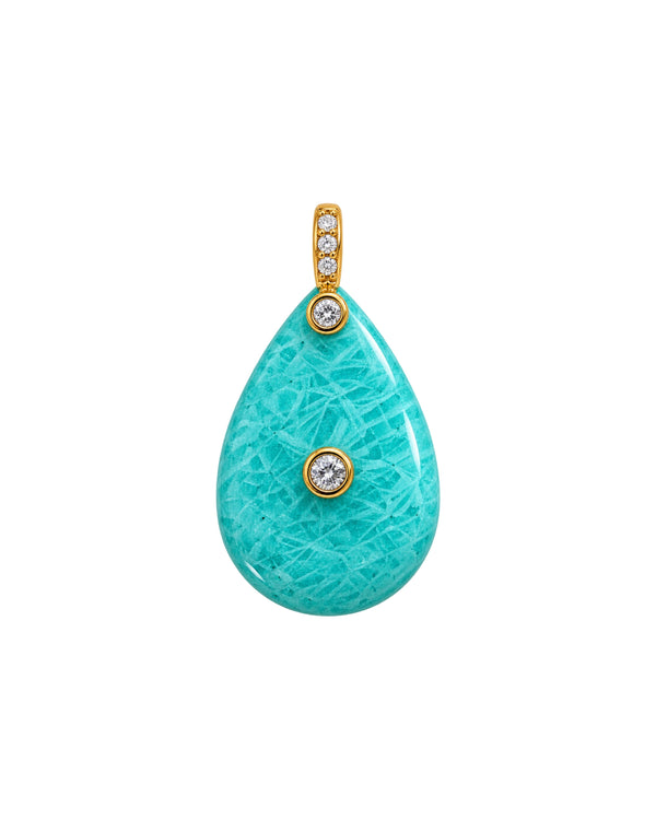 Charm gota con aventurina verde natural y baño de oro 18K